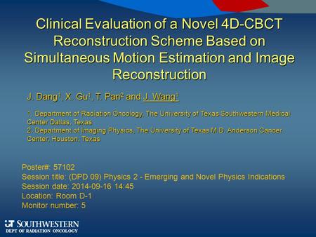 DEPT OF RADIATION ONCOLOGY Clinical Evaluation of a Novel 4D-CBCT Reconstruction Scheme Based on Simultaneous Motion Estimation and Image Reconstruction.