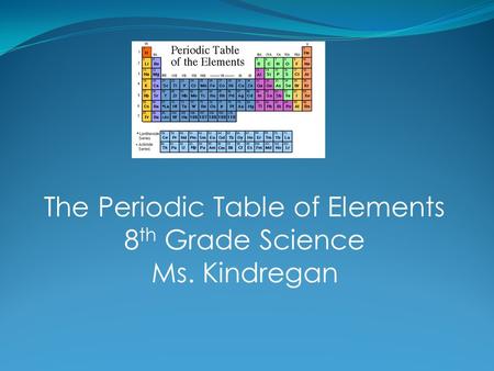The Periodic Table of Elements 8 th Grade Science Ms. Kindregan.