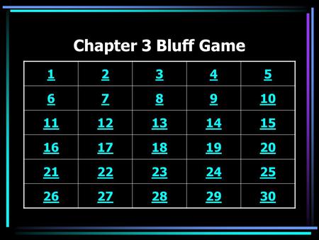 Chapter 3 Bluff Game 12345 678910 1112131415 1617181920 2122232425 2627282930.