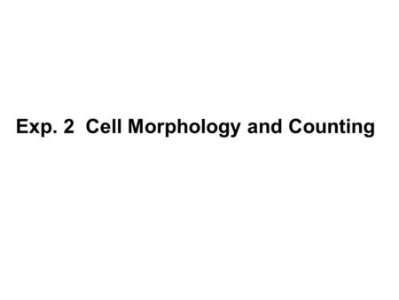 Exp. 2 Cell Morphology and Counting