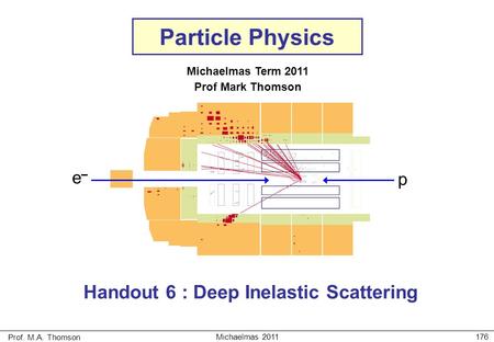 Prof. M.A. Thomson Michaelmas 2011176 Particle Physics Michaelmas Term 2011 Prof Mark Thomson Handout 6 : Deep Inelastic Scattering e–e– p.