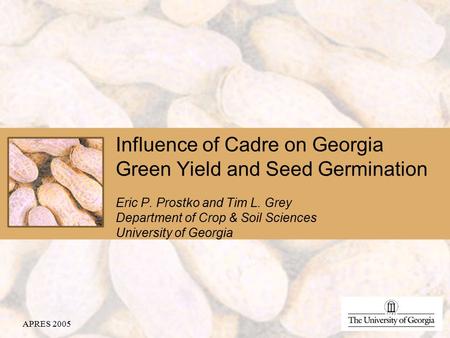 Influence of Cadre on Georgia Green Yield and Seed Germination Eric P. Prostko and Tim L. Grey Department of Crop & Soil Sciences University of Georgia.