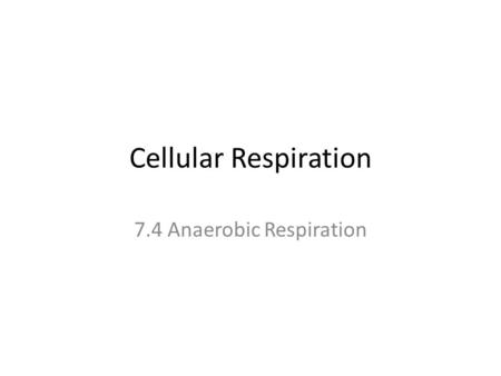 7.4 Anaerobic Respiration Cellular Respiration. Anaerobic Respiration Recall anaerobic respiration occurs in the _____________________ of _________ Two.