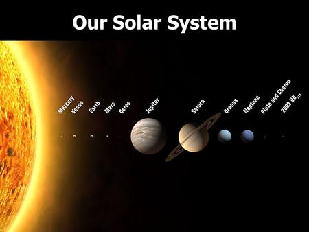 Our Solar System. The Sun It is a medium-sized yellow star in the middle of its life cycle. Its the center of our Solar System and holds objects in orbit.