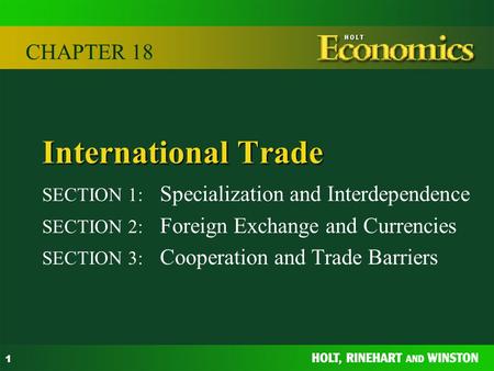International Trade CHAPTER 18