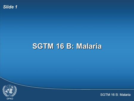 SGTM 16 B: Malaria.