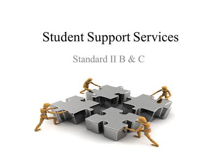 Student Support Services Standard II B & C. II.B. The institution recruits and admits diverse students who are able to benefit from its programs, consistent.