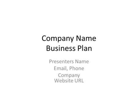 Company Name Business Plan