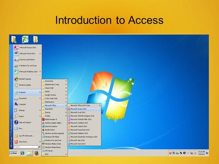 Introduction to Access. Access 2010 is a database creation and management program.