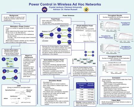 Power Control in Wireless Ad Hoc Networks Background An ad hoc network is a group of self configuring wireless nodes that lack infrastructure. Motivation—Power.