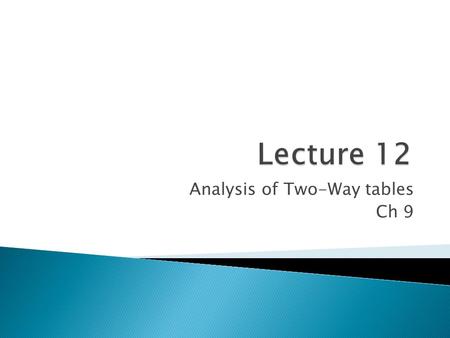 Analysis of Two-Way tables Ch 9