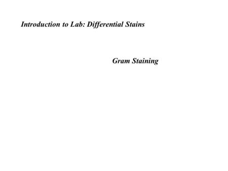 Introduction to Lab: Differential Stains