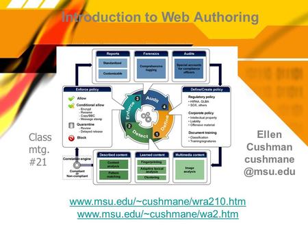Introduction to Web Authoring Ellen Cushman   Class mtg. #21.