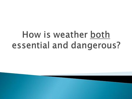  What weather events are hazardous?  Do people in various parts of the world experience the same weather phenomenon?  What types of damage can hazardous.