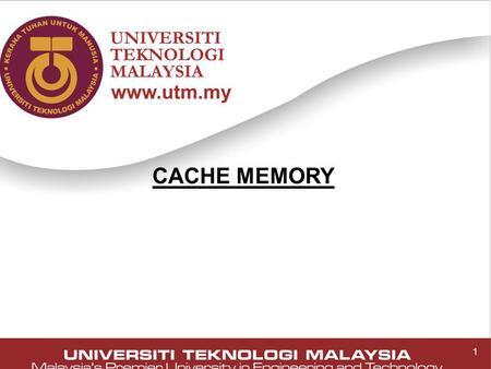 1 CACHE MEMORY 1. 2 Cache Memory ■ Small amount of fast memory, expensive memory ■ Sits between normal main memory (slower) and CPU ■ May be located on.