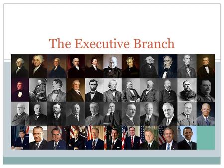 CHAPTER 7 The Executive Branch. The executive branch is made up of the president, vice president, and the president’s cabinet (advisors). The Constitutional.