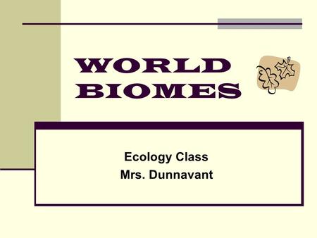 WORLD BIOMES Ecology Class Mrs. Dunnavant World Biomes Background: All of the livable space on the Earth makes up the biosphere. A biome is defines as.
