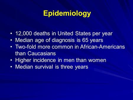 Epidemiology 12,000 deaths in United States per year