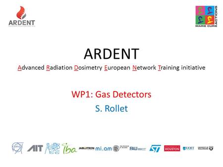 ARDENT Advanced Radiation Dosimetry European Network Training initiative WP1: Gas Detectors S. Rollet.