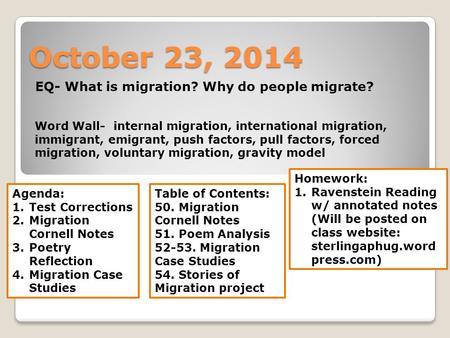 EQ- What is migration? Why do people migrate?