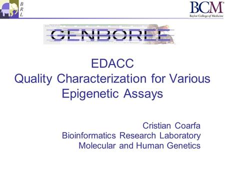 EDACC Quality Characterization for Various Epigenetic Assays