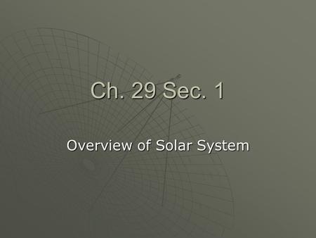 Ch. 29 Sec. 1 Overview of Solar System. Early Ideas  Humans have watched the sky for thousands of years  Planets change position relative to the stars.