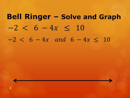 Bell Ringer – Solve and Graph 1. Solving Linear Test Review Test on Friday, 11/01/13 2.