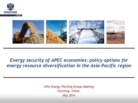 Energy security of APEC economies: policy options for energy resource diversification in the Asia-Pacific region 47th Energy Working Group Meeting Kunming,