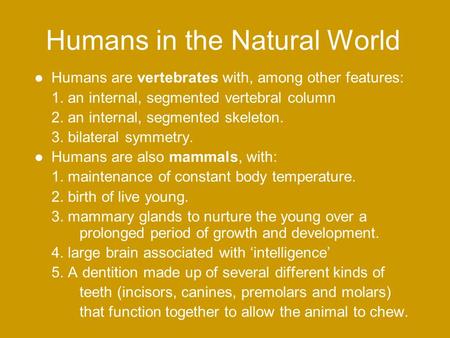 Humans in the Natural World