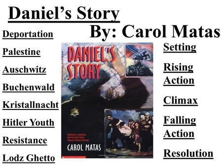 Daniel’s Story By: Carol Matas Setting Rising Action Climax