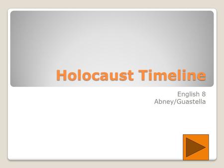 Holocaust Timeline English 8 Abney/Guastella. 1933 Hitler appointed Chancellor 1 st concentration camp established One day boycott of Jewish business.