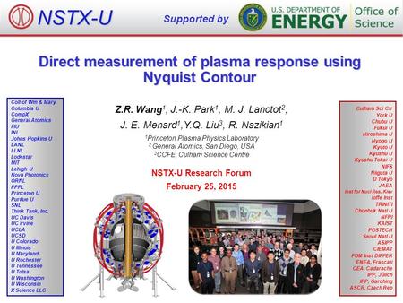 Direct measurement of plasma response using Nyquist Contour Z.R. Wang 1, J.-K. Park 1, M. J. Lanctot 2, J. E. Menard 1,Y.Q. Liu 3, R. Nazikian 1 1 Princeton.