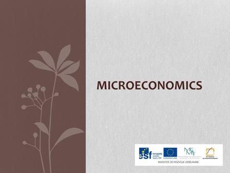 MICROECONOMICS. DEFINITION Microeconomics a branch of economics that studies the behaviour of individuals and small impacting organizations in making.