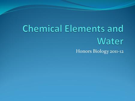 Chemical Elements and Water