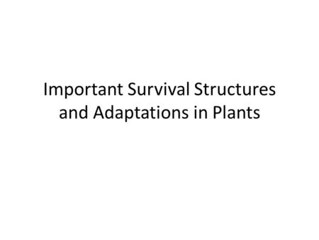 Important Survival Structures and Adaptations in Plants.