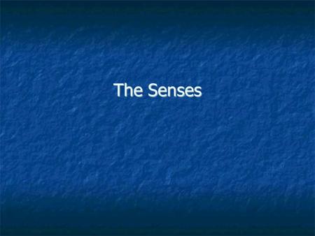 The Senses. Introduction Sensory receptors detect environmental changes and trigger nerve impulses that travel on sensory pathways. The body reacts with.