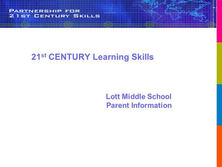 Lott Middle School Parent Information 21 st CENTURY Learning Skills.