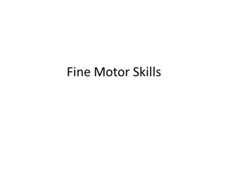 Fine Motor Skills.