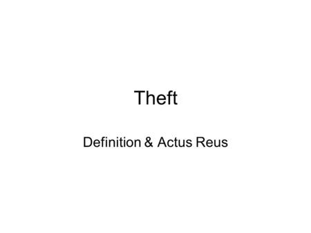 Definition & Actus Reus
