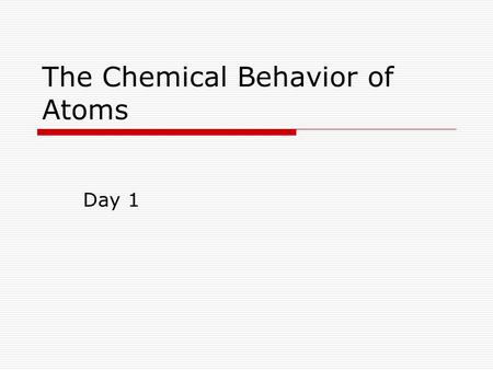 The Chemical Behavior of Atoms Day 1. Curriculum  Big Idea: Atomic theory is the foundation for the study of chemistry.  Concept: Energy is absorbed.