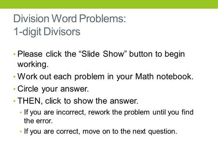 Division Word Problems: 1-digit Divisors