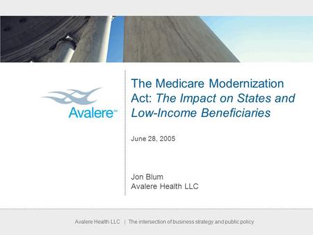 Avalere Health LLC | The intersection of business strategy and public policy The Medicare Modernization Act: The Impact on States and Low-Income Beneficiaries.