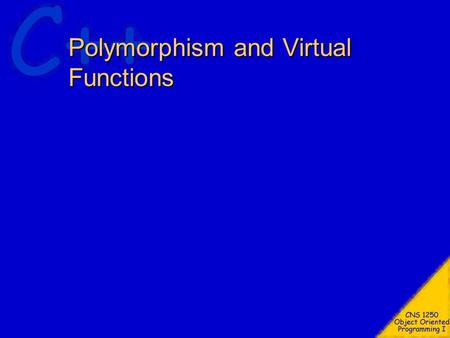 Polymorphism and Virtual Functions. Topics Polymorphism Virtual Functions Pure Virtual Functions Abstract Base Classes Virtual Destructors V-Tables Run.