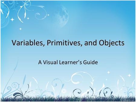 Variables, Primitives, and Objects A Visual Learner’s Guide.