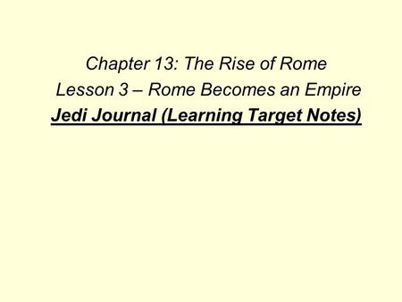 Jedi Journal (Learning Target Notes)