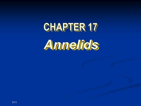 17-1 CHAPTER 17 Annelids Annelids. Copyright © The McGraw-Hill Companies, Inc. Permission required for reproduction or display. 17-2 Characteristics Diversity.