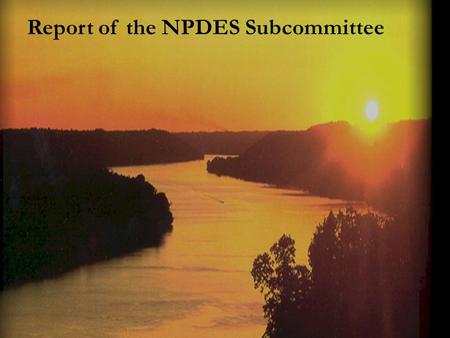 Report of the NPDES Subcommittee. Conference Call Meetings July 8 and August 19 Mercury Discharges – Utility Request to Address Permit Requirements for.