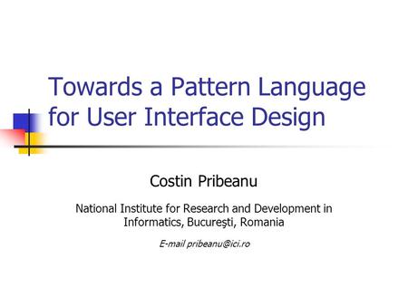 Towards a Pattern Language for User Interface Design