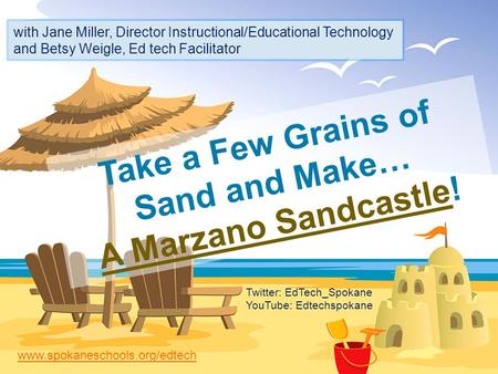 Take a Few Grains of Sand and Make… A Marzano Sandcastle! with Jane Miller, Director Instructional/Educational Technology and Betsy Weigle, Ed tech Facilitator.