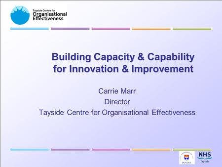 Building Capacity & Capability for Innovation & Improvement